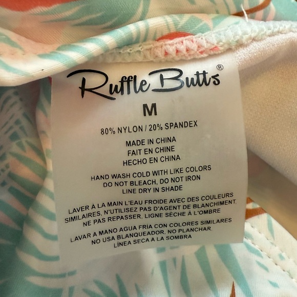 RuffleButts Women’s Peplum Tankini Top Size Medium in Vibrant Flamingo - Picture 3 of 5
